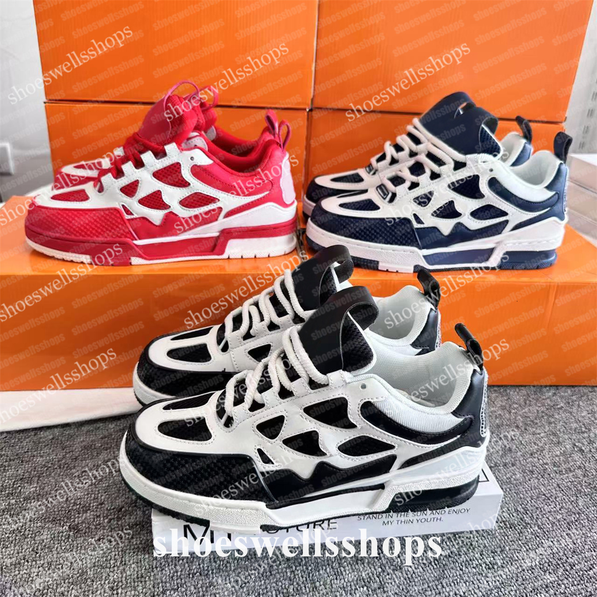 designer skate shoes Leather board shoes Embossed Sneakers trainers floor Women Men Mesh Sneaker Platform Virgil Maxi Casual Shoes black Runner Trainer Shoes 36-45