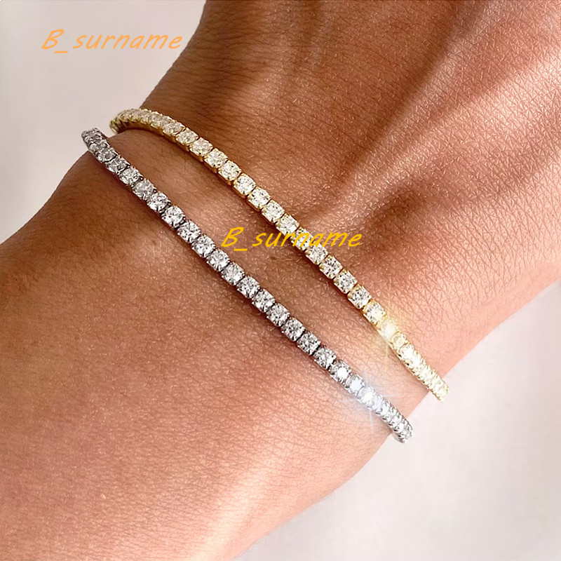 Moissanite Tennis Bracelet Pass Diamond Tester Lab Diamond Women Girl Jewelry 925 Sterling Silver Classic 2mm-6.5mm Hiphop 5mm