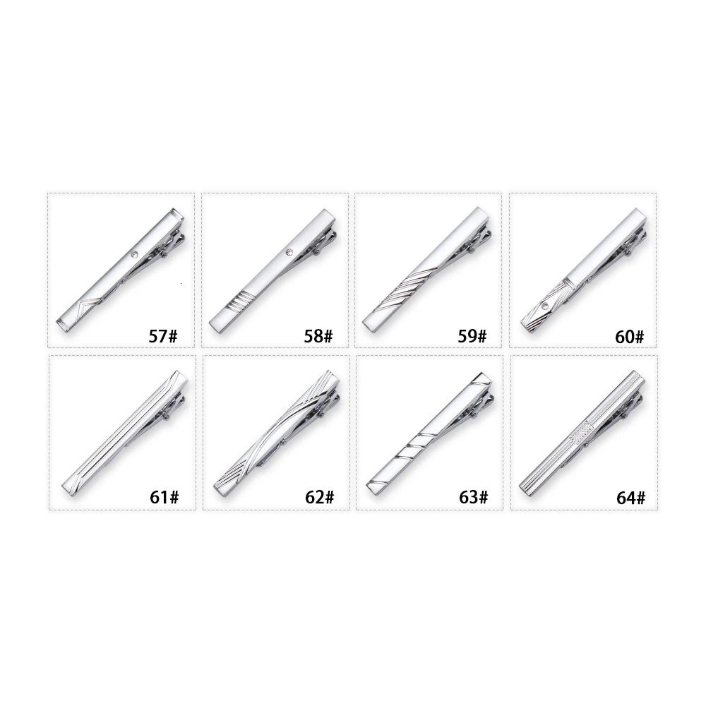 8pc Tie Clip Set Metal Silvery Color Necktie Clip For Men Wedding Gentleman Ties Bar Crystal Pin For Mens Accessories Jewelry 250430