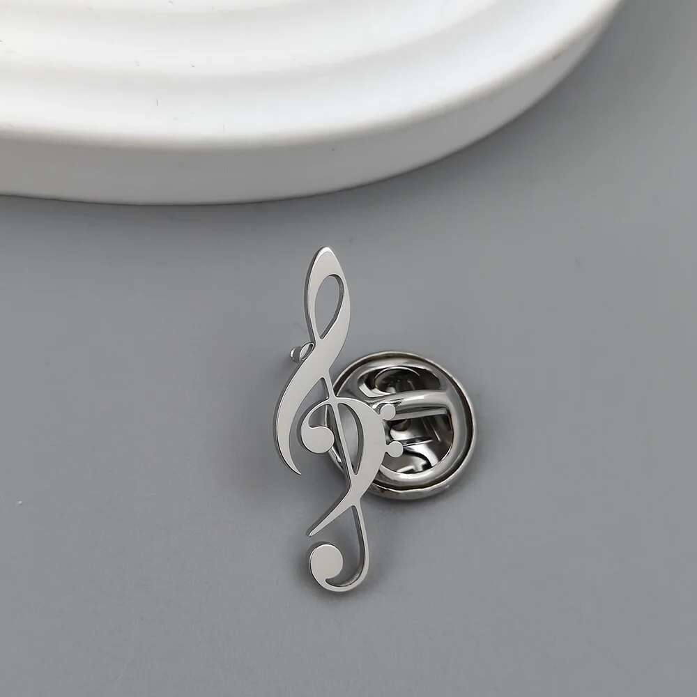 Musical Symbol Hollow Gold-Plated Badge, Collar Brooch Black, Sier Lapel Pin, Suit Accessories Set, Branded Men's Gift