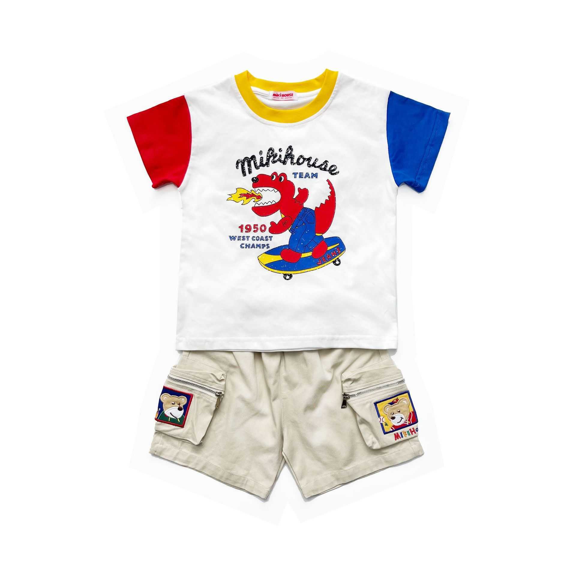 Miki Childrens Clothing for Boys and Girls Summer Casual Cartoon Embroidery Teddy Bear Workwear Three-dimensional Bag All Cotton Washed Shorts Y250430