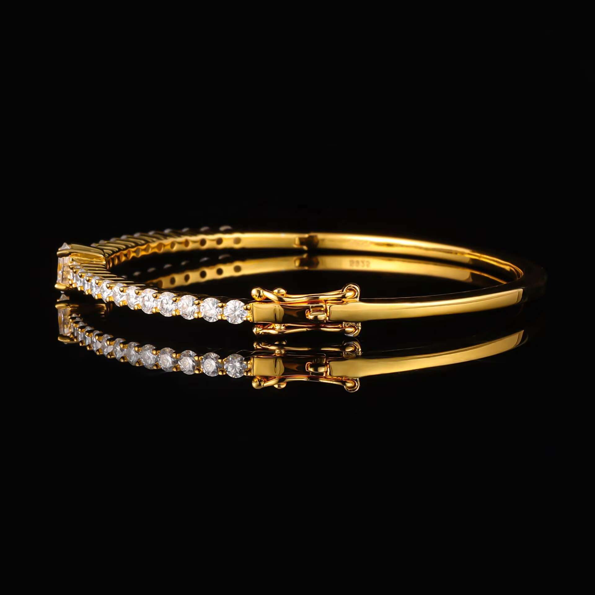 DEYIN Oval Shape Moissanite Bnagles Gold Plated Women Wholesale 925 Sterling Silver Woman Bangle Bracelet Jewelry