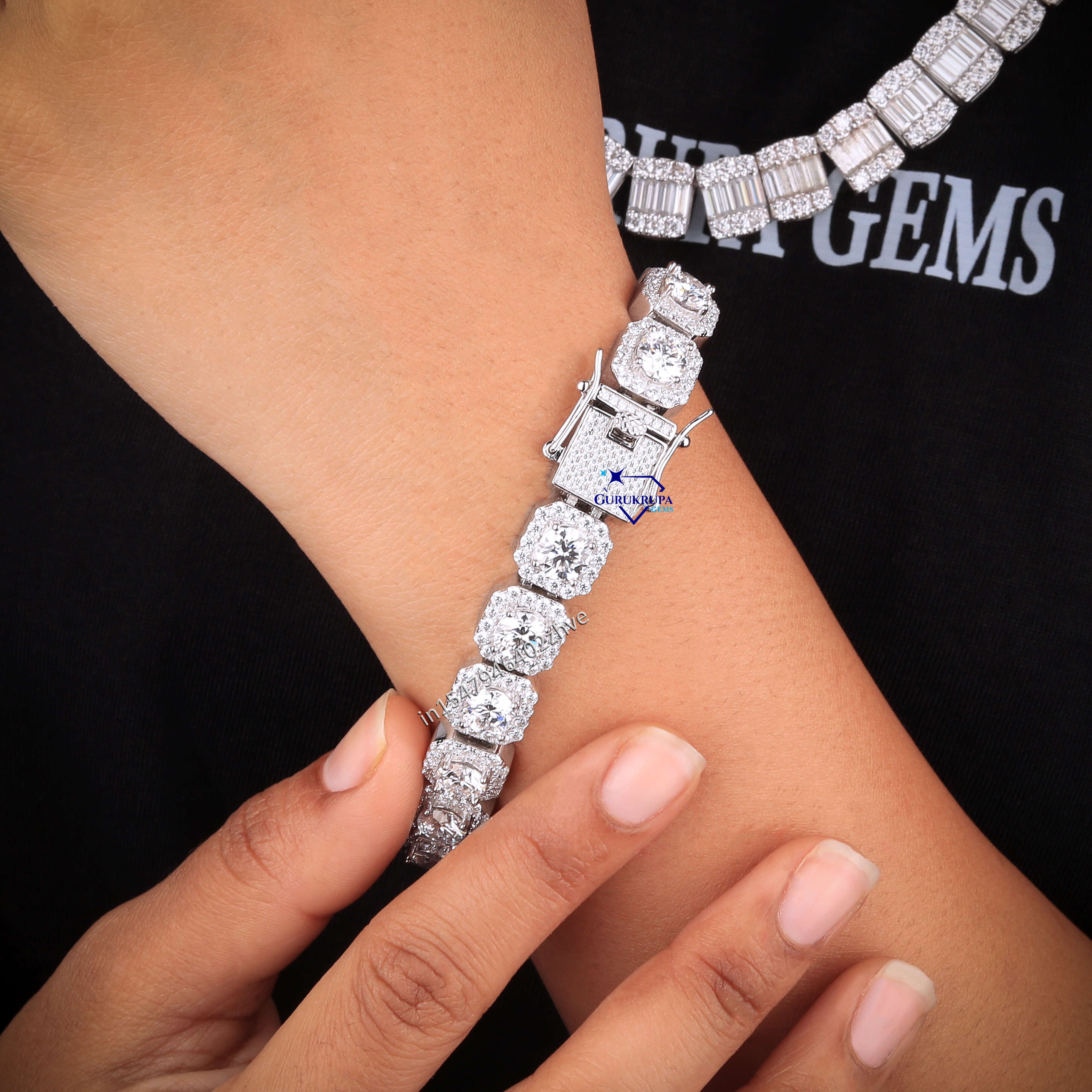 New Arrival Iced Out Luxury Rapper Square Bracelet HipHop Bling Moissanite Diamond Bracelets 925 Silver Women Men Jewelry