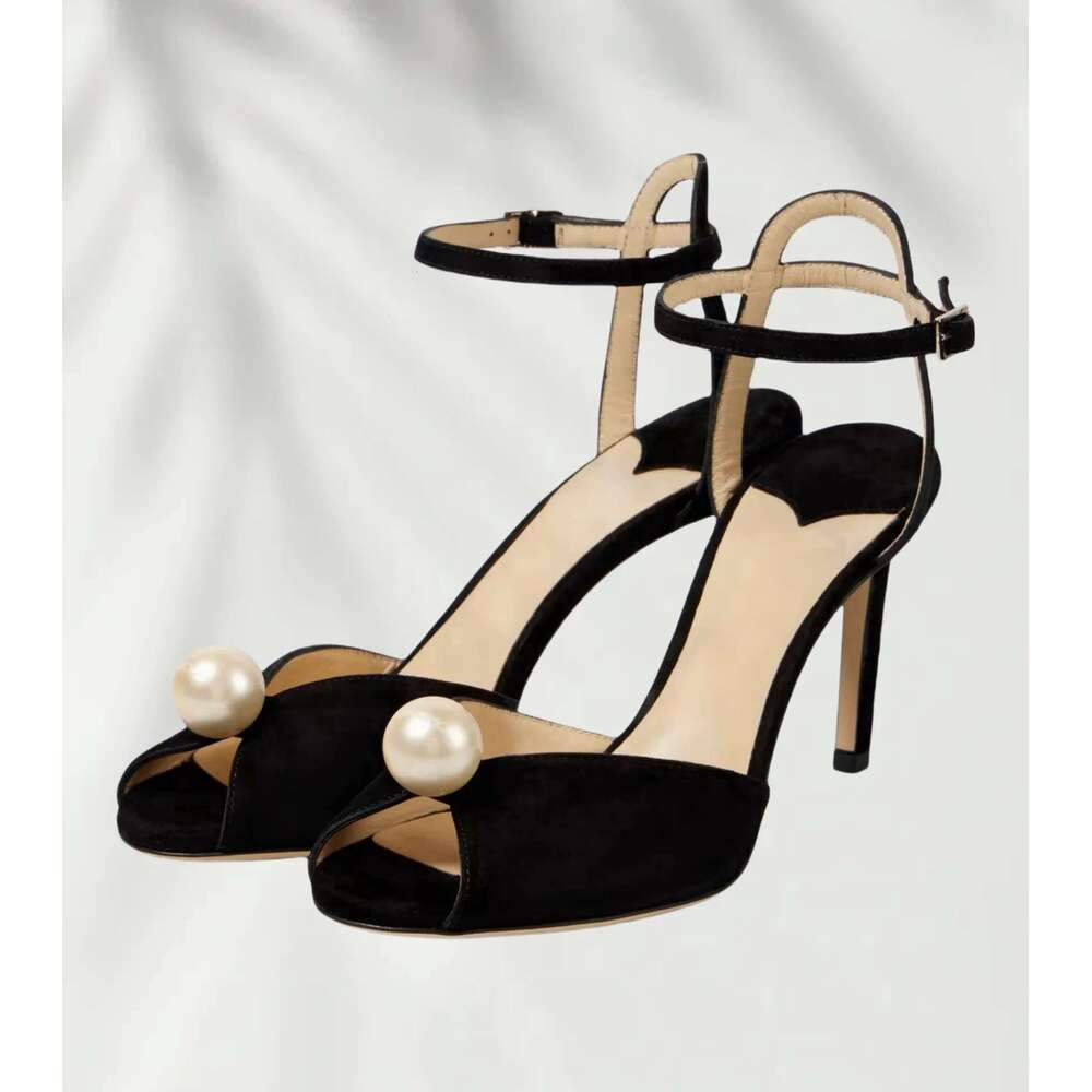 New Fashion Ankle Strap Lace Pearl Open Toe Sandals Quality Breathable Women High Heels Gladiator Women's Shoes