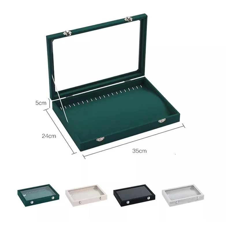 ious Goose Down Lined Tray Necklace Storage Box-Glass Top Drawer Necklace Display Box-Dustproof Necklace Jewelry Box 250428