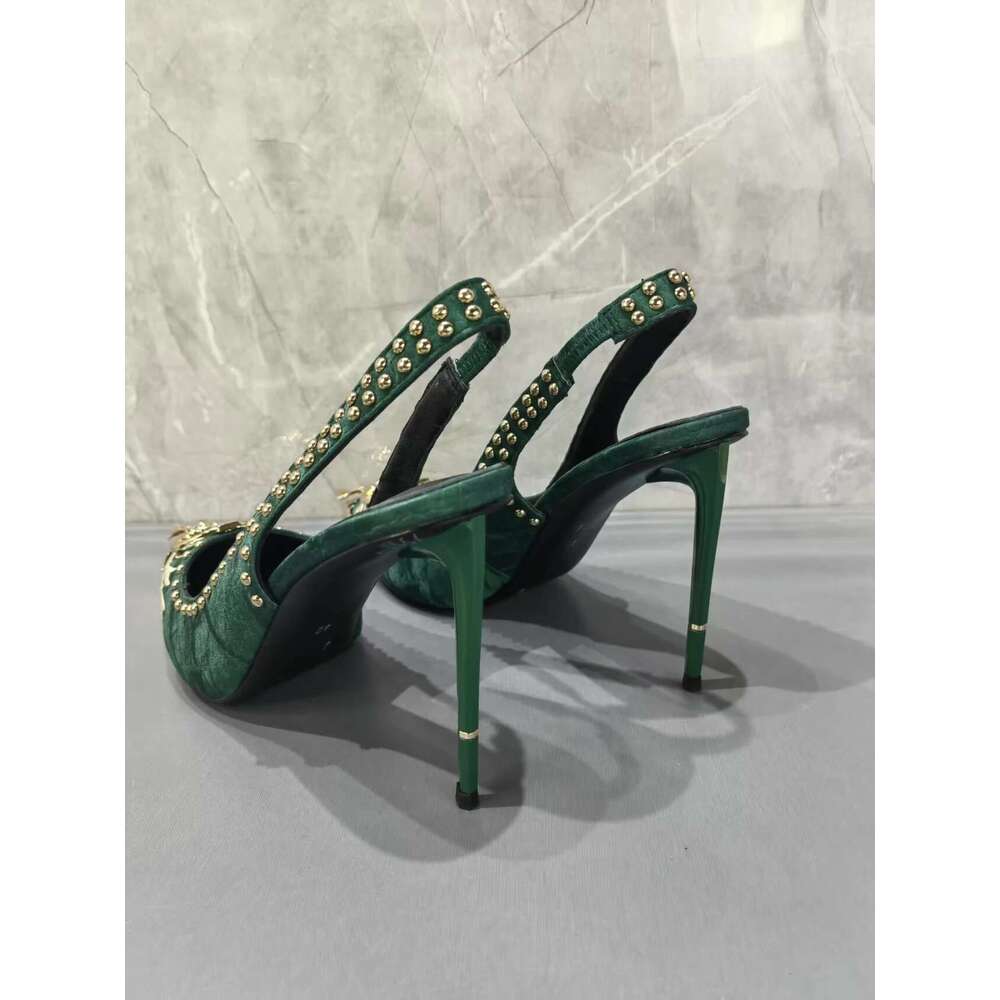 Stylish Pointed Toe Embroidered Rhinestone Embellished High Designer Shoes Women Stiletto Heels
