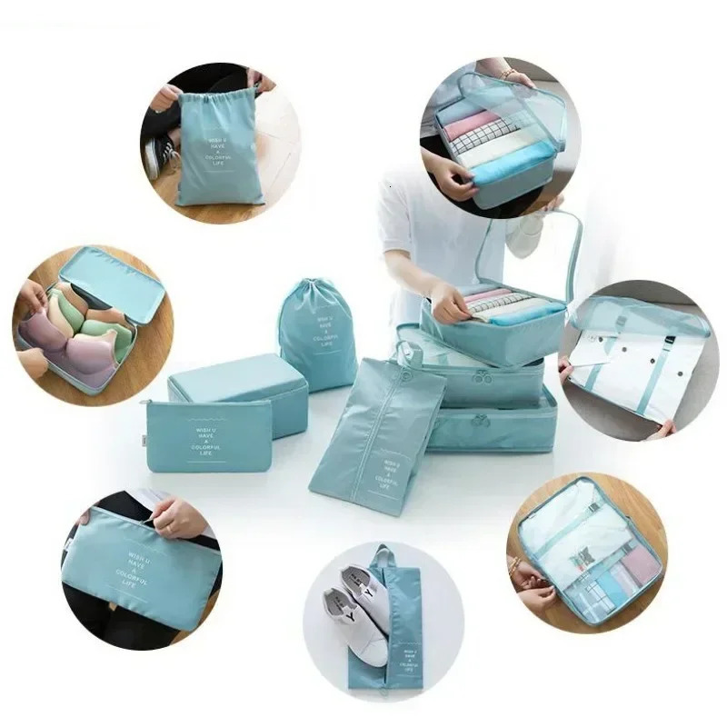 7-piece Set Travel Bag Organizer Clothes Luggage Travel Organizer Blanket Shoes Organizers Bag Suitcase Pouch Packing Cubes 250526