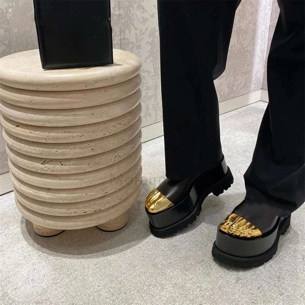 New Gold Five Finger Ankle Thick Sole Catwalk Over The Knee Novel Design Shoes Long Elastic Tight Boots Women