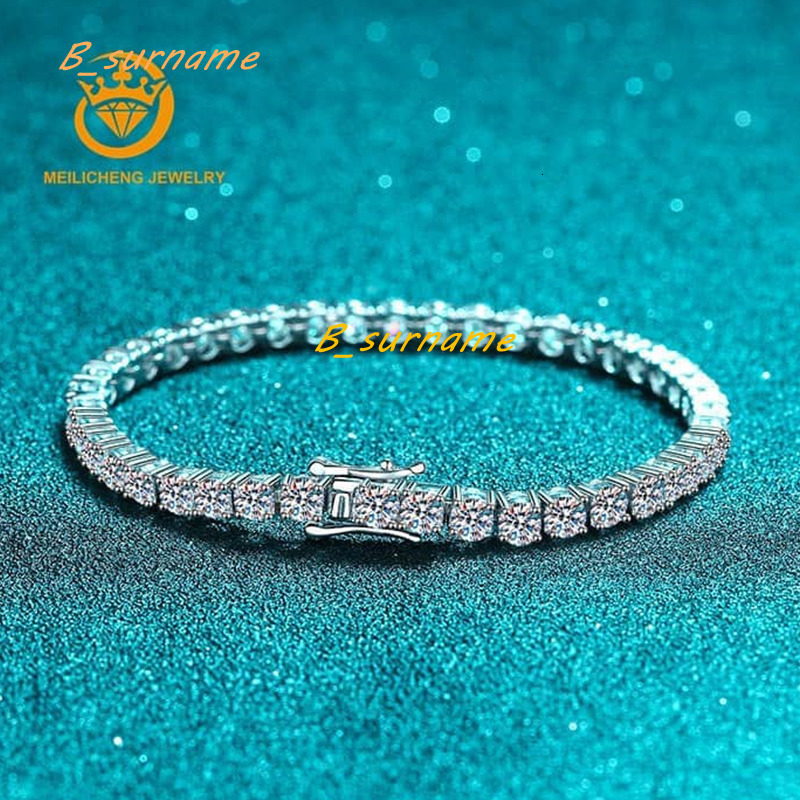Decoral Wholesale VVS 3mm-5mm Moissanite Iced Out Tennis Bracelet 925 Sterling Silver Sparkling Moissanite Tennis Bracelet Chain