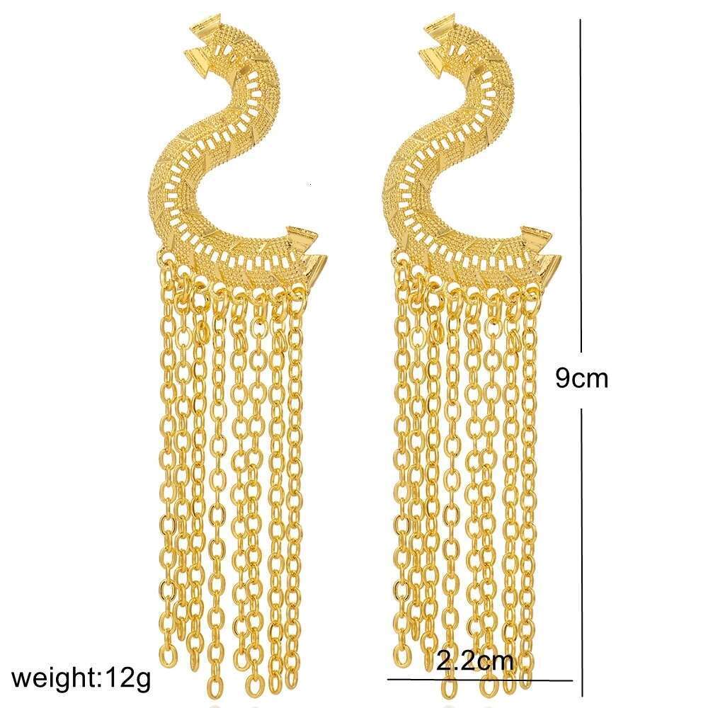 New Fashion Trendy Gold Color Alloy Chain Tassel Long Dangle Earrings For Women Party Jewelry Accessories