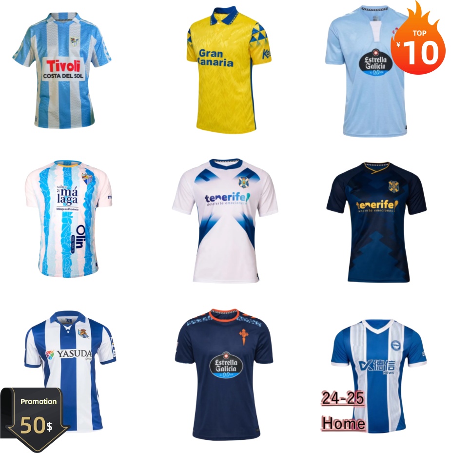 2024 25 Crazy Promotion All Network Lowest Price La Liga Football Shirt Malaga Alaves CDTenerife Men's Football Shirt Game Shirt Short Sleeve Adult Uniform