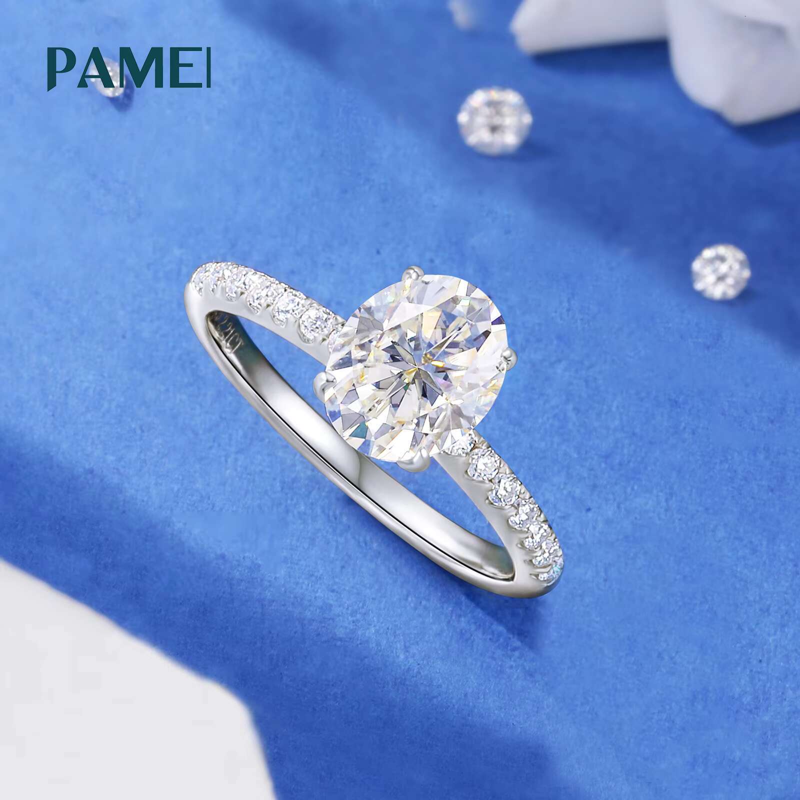 Fashion 1.5ct-2ct Moissanite Luxury Wedding Jewelry 925 Sterling Silver Oval Cut VVS Diamond Finger Ring for Women