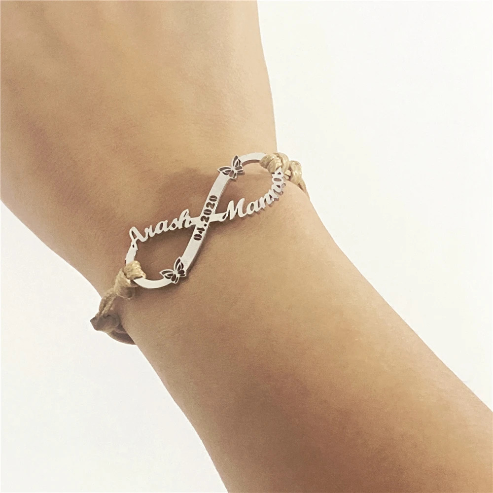 Personalized Custom Name Bracelet Mom Infinity Adjustable Bracelet Stainless Steel with Kids Names Gift for Mom Jewelry 250430