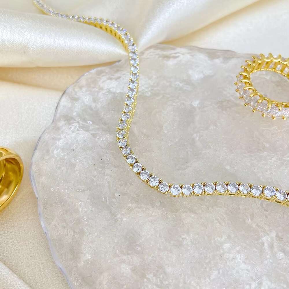 High Quality Tennis Chain Fade Necklace Titanium Steel Gold Plated 161820222430 Gypsophila Gemstone Fashion Jewelry 2025
