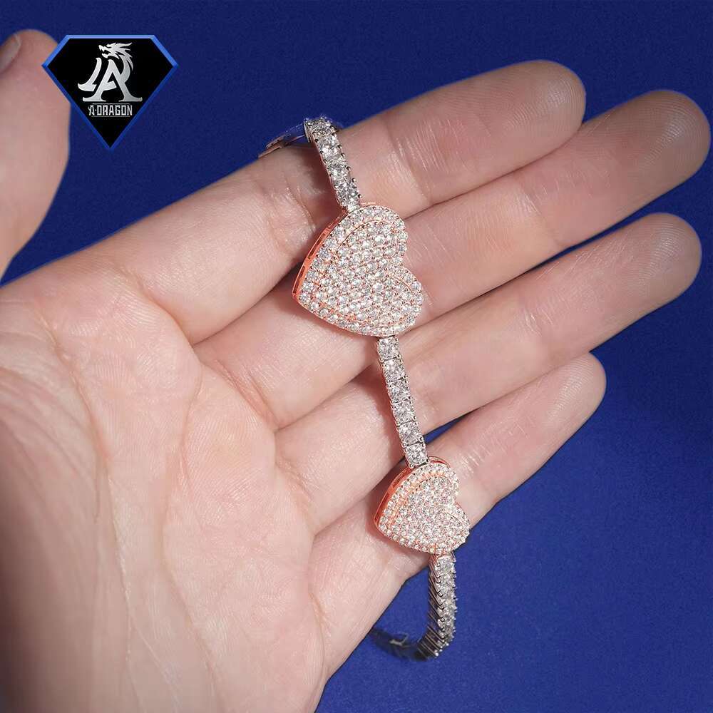 Elegant Unisex 925 Silver Moissanite Heart Tennis Bracelet Timeless Style with Glimmering Stones