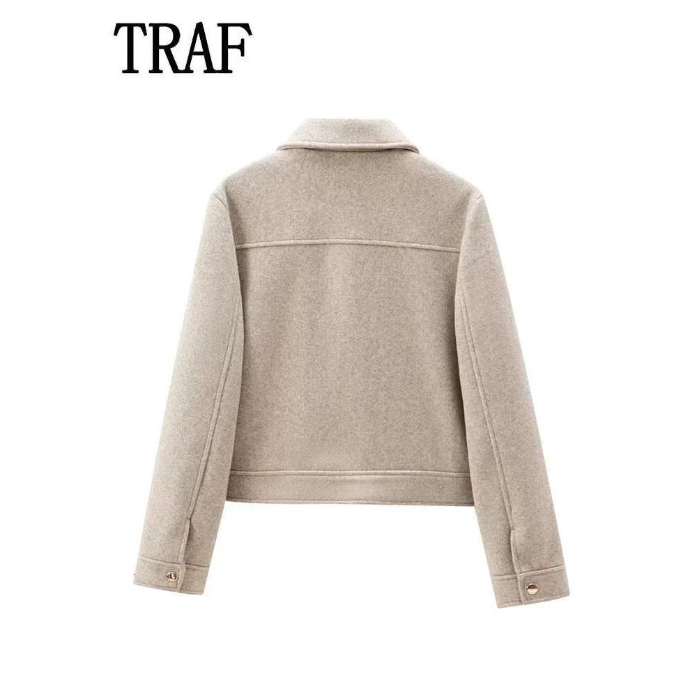 Zipper New Winter Long Sleeve Pocket Outerwear Coat Short Street Elegant Women's Jacket