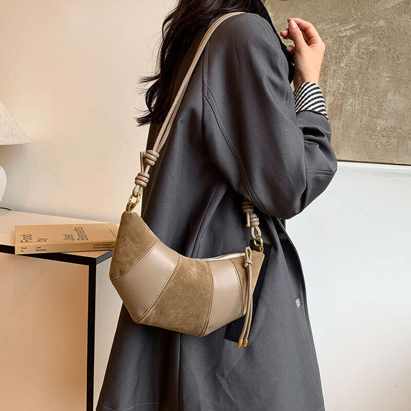 French Style Niche Texture Shoulder Fashionable New Dumpling Bag, Design Sense, Splicing, Versatile Crossbody Bag