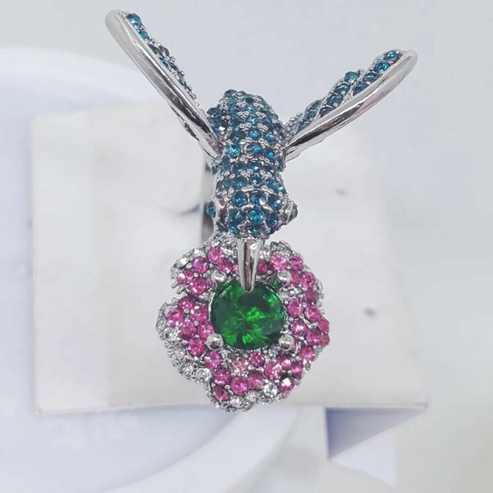 Girl Fashion Women's Plated Crystal Rhinestones Bird Flower Ring Wedding Engagement Jewelry Whole Sale