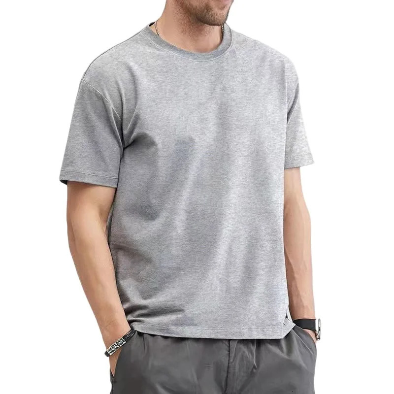 Mens summer cotton top solid color Tshirt Oneck mens clothing plus size M to 5XL 250530