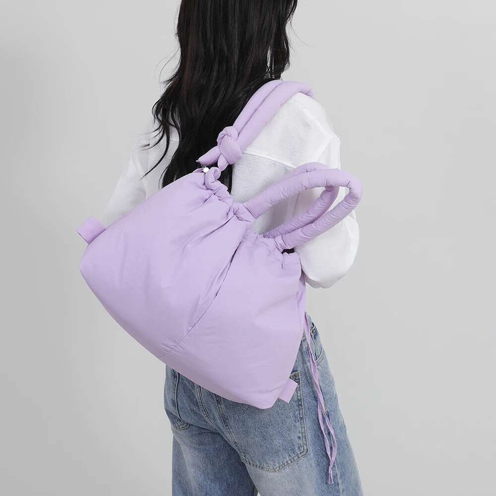 Puffer Tote Women Adjustable Strap Crossbody Bag Nylon Solid Large Capacity Puffy Purse For Shopping Travel