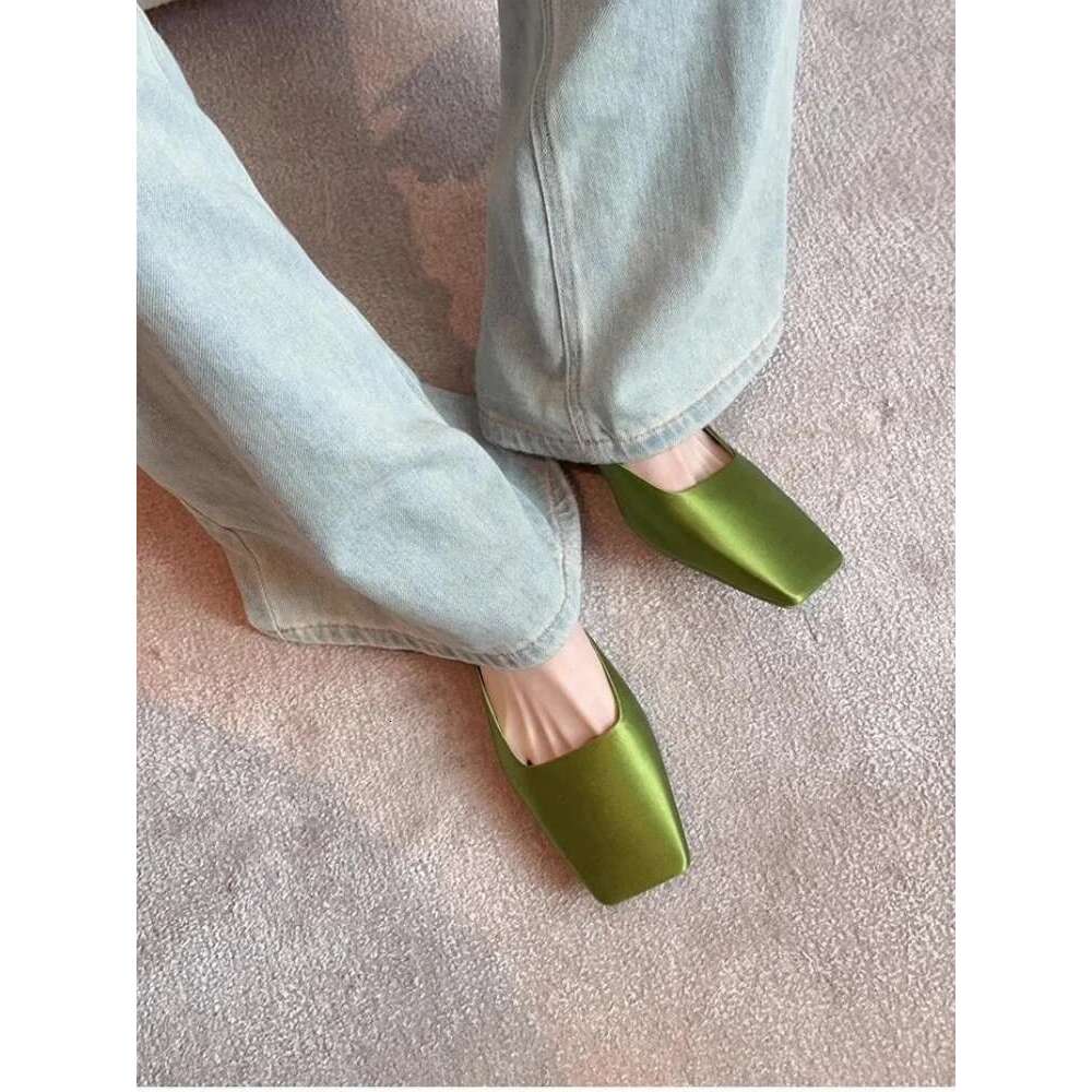 Brand Slippers Fashion Square Head Sandals Elegant Half Drag Single Luxurious Simplicity Outdoor Women's Mule Shoes