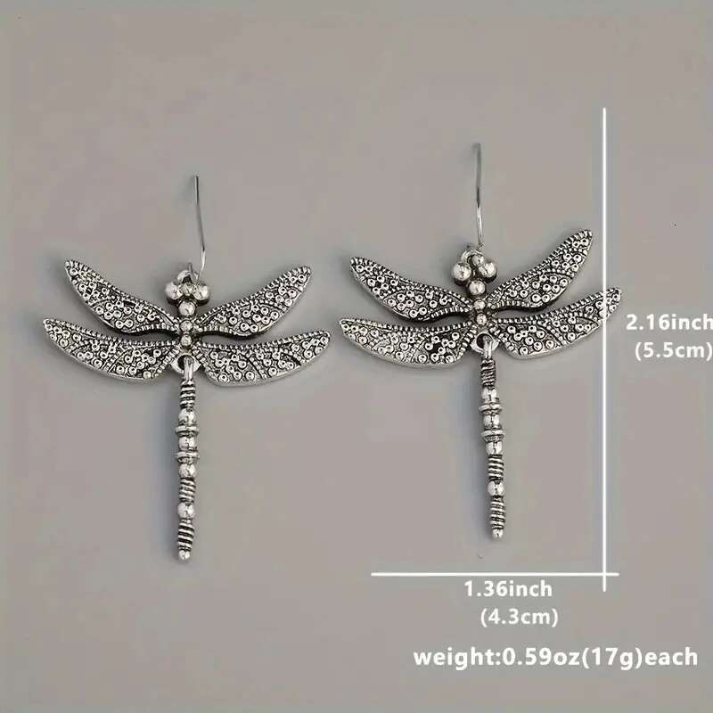 Vintage Dragoy Design Carved Pattern Dangle Earrings Retro Bohemian Style Sier Color Jewelry Trendy Female Ear Ornaments