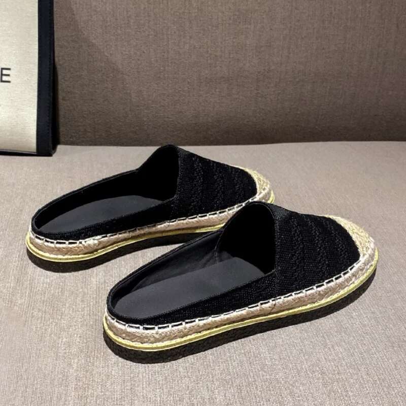 Brand Fashion Canvas Color Matching Flat Breathable Casual Women Slip On Shoes Comfortable Slipper