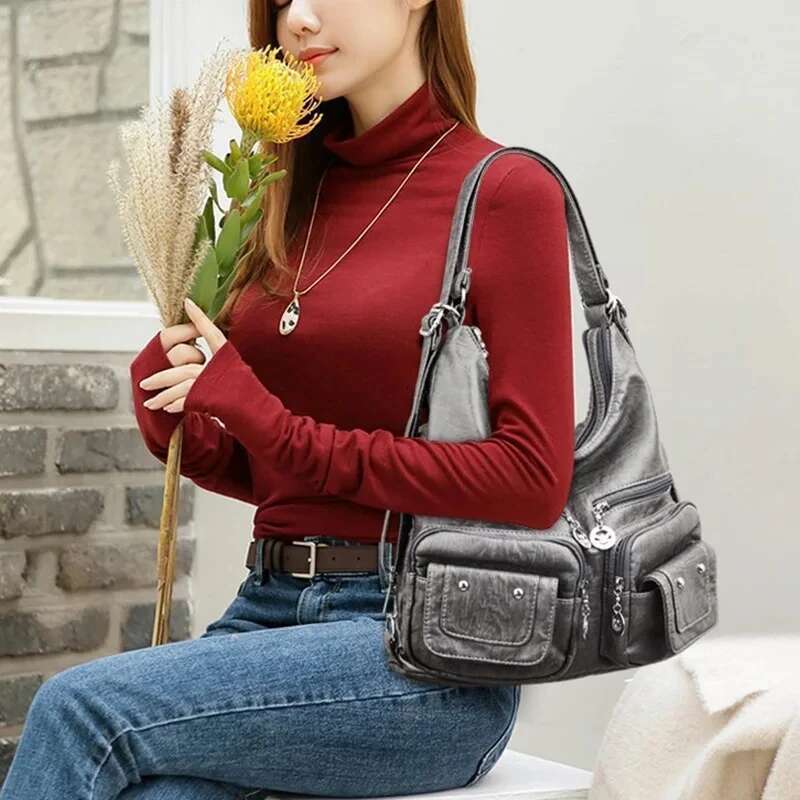 designer bag Female Multifunctional Handbag Casual Large Capacity Hobos For Women Travel Shoulder Bags Totes PU Leather Crossbody Bag
