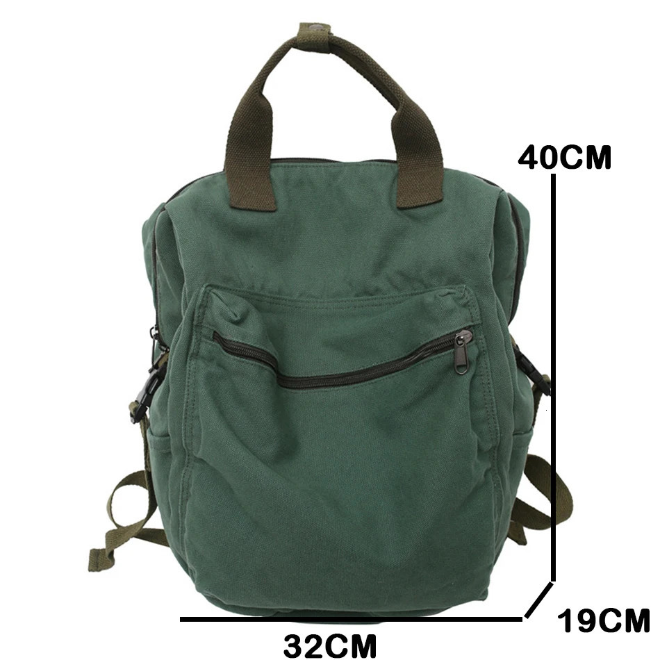 solid color womens canvas backpack retro womens backpack outdoor travel handbag wallet backpack 250427