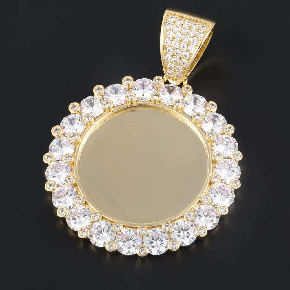 Bling Memory Jewelry Hip Hop Men Women 47mm Gold Plated Brass AAAAA CZ Diamond Iced Out Custom Photo Pendant With Picture