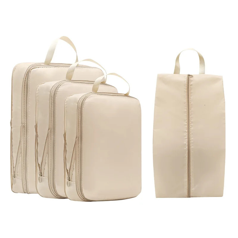 4Pcs/Set Travel Compression Packing Cubes Bag Portable Suitcase Clothes Organizers Waterproof Luggage Storage Cases Drawer Bags 250526