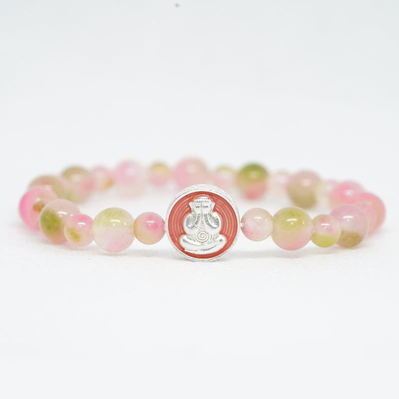 Energy-Focused Buddhist Symbol Jewelry with Pink Gemstone Embrace Joyful Vibration Daily Wear