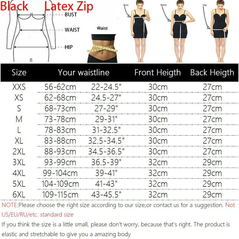 XXS3XL latex tight corset shaping waist trainer Cincher zipper underwear weight loss hourglass strap for women Plus 250430