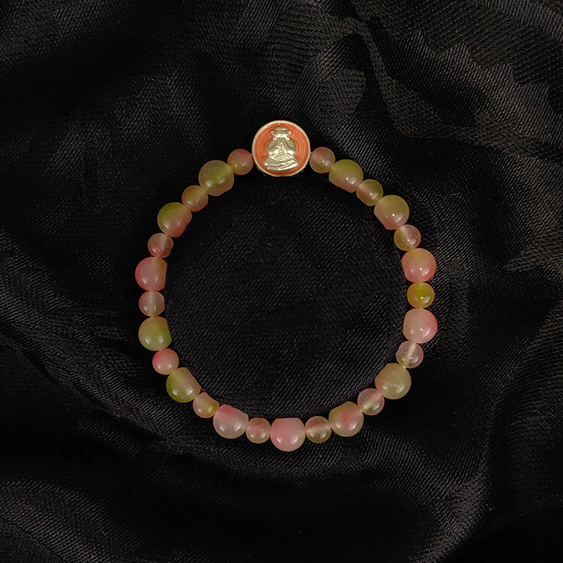 Energy-Focused Buddhist Symbol Jewelry with Pink Gemstone Embrace Joyful Vibration Daily Wear
