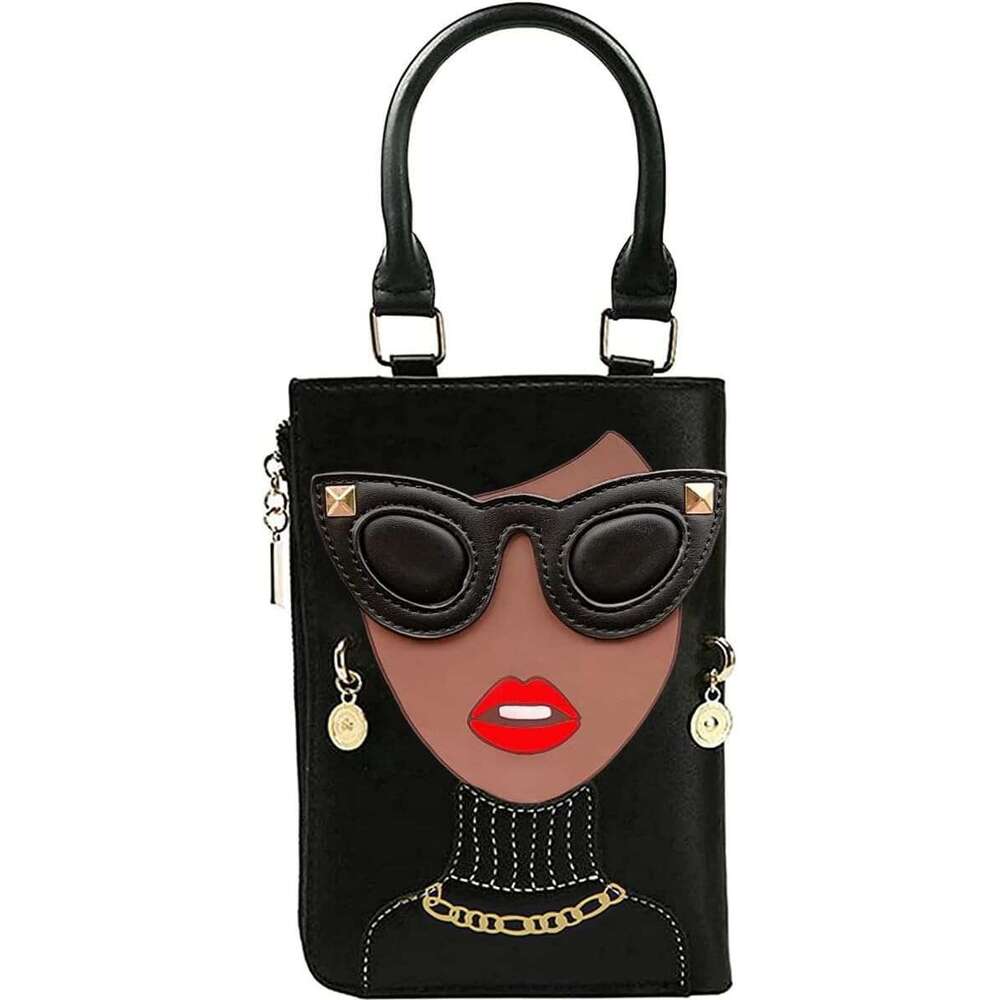 Novelty Unique 3D Lady Face PU Leather Top Handle Satchel Handbags for Women Funky Tote Purse Hobo Crossbody Shoulder bags