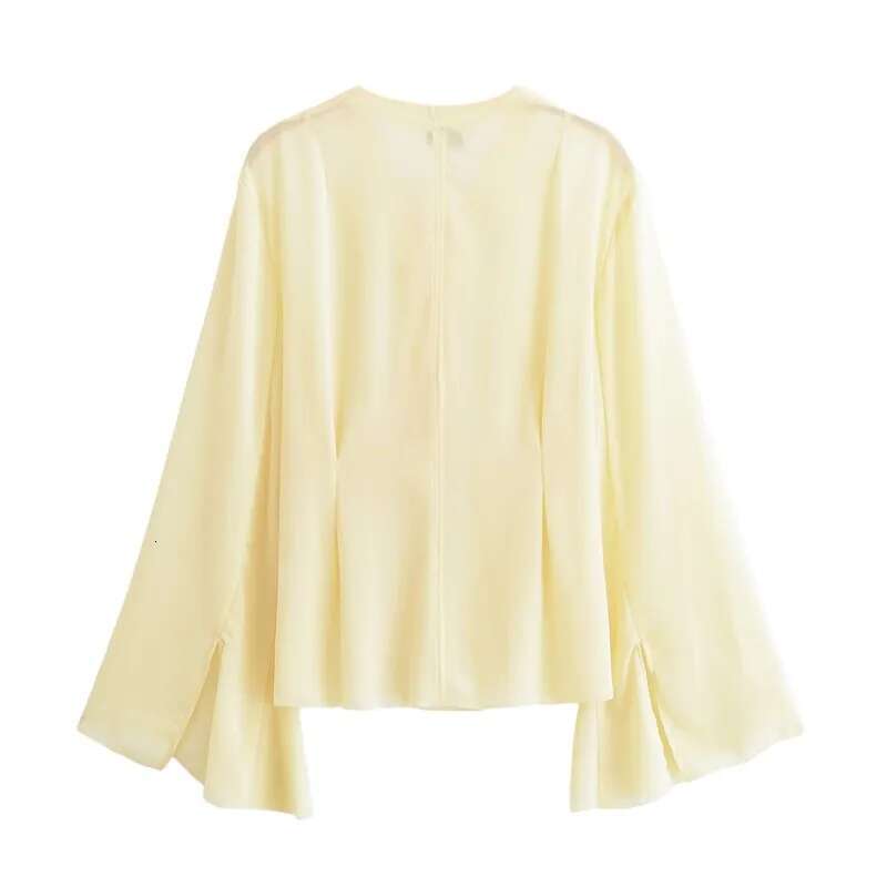 Women Chiffon With Lace Up Spring V Neck Loose Sleeve Simple Women's Blouse Lightweight Female Chic Shirts & Blouses