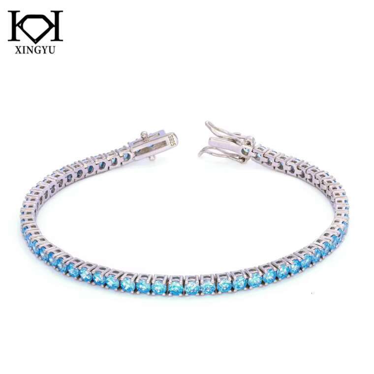 White Blue pink Zirconia Tennis Necklace 925 Silver Bracelet
