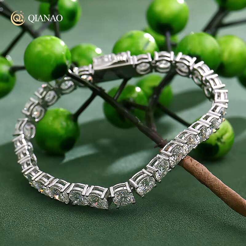 Women Fine Jewelry Chain VVS 5MM Moissanite Diamond Tennis Bracelet Hip Hop Style 925 Sterling Silver Tennis Chain Bracelet
