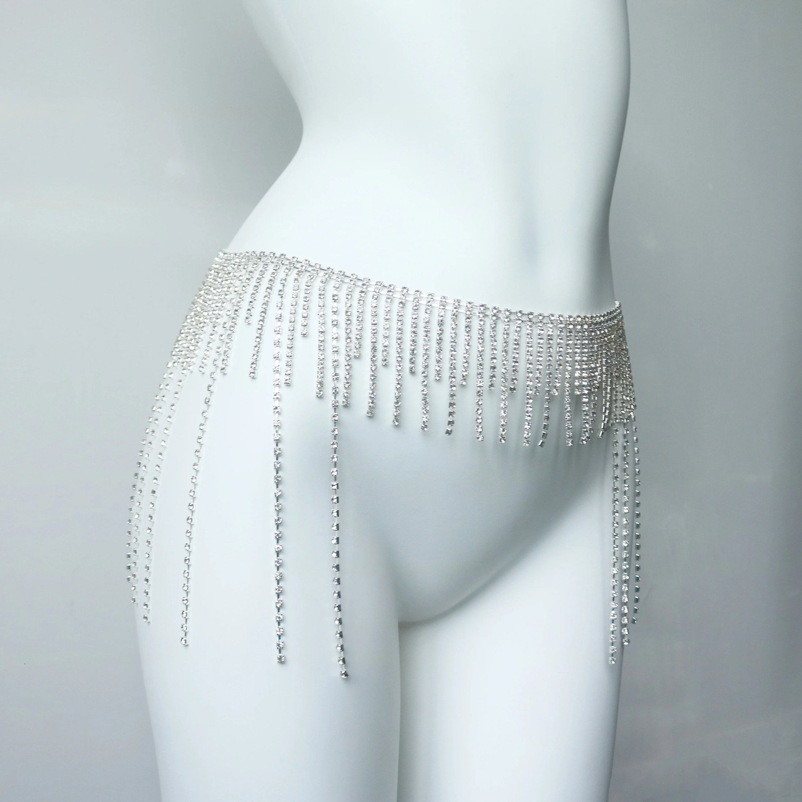 Gorgeous and elegant tassel rhinestone waist chain beach nightclub sex body chain and fashionable womens jewelry accessories 250425