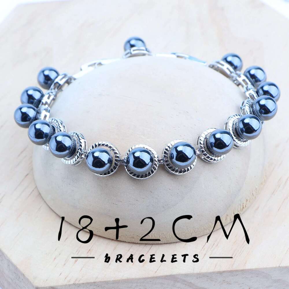 Sier Sets Bridal Black Pearls Natural White CZ Ring Bracelets Earrings Pendants Necklace Set Women Wedding Jewelry