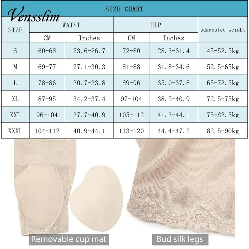 Vensslim Female Hip Enhancer Shaped Lift Underwear Mat Waist Trainer Size Control 250430