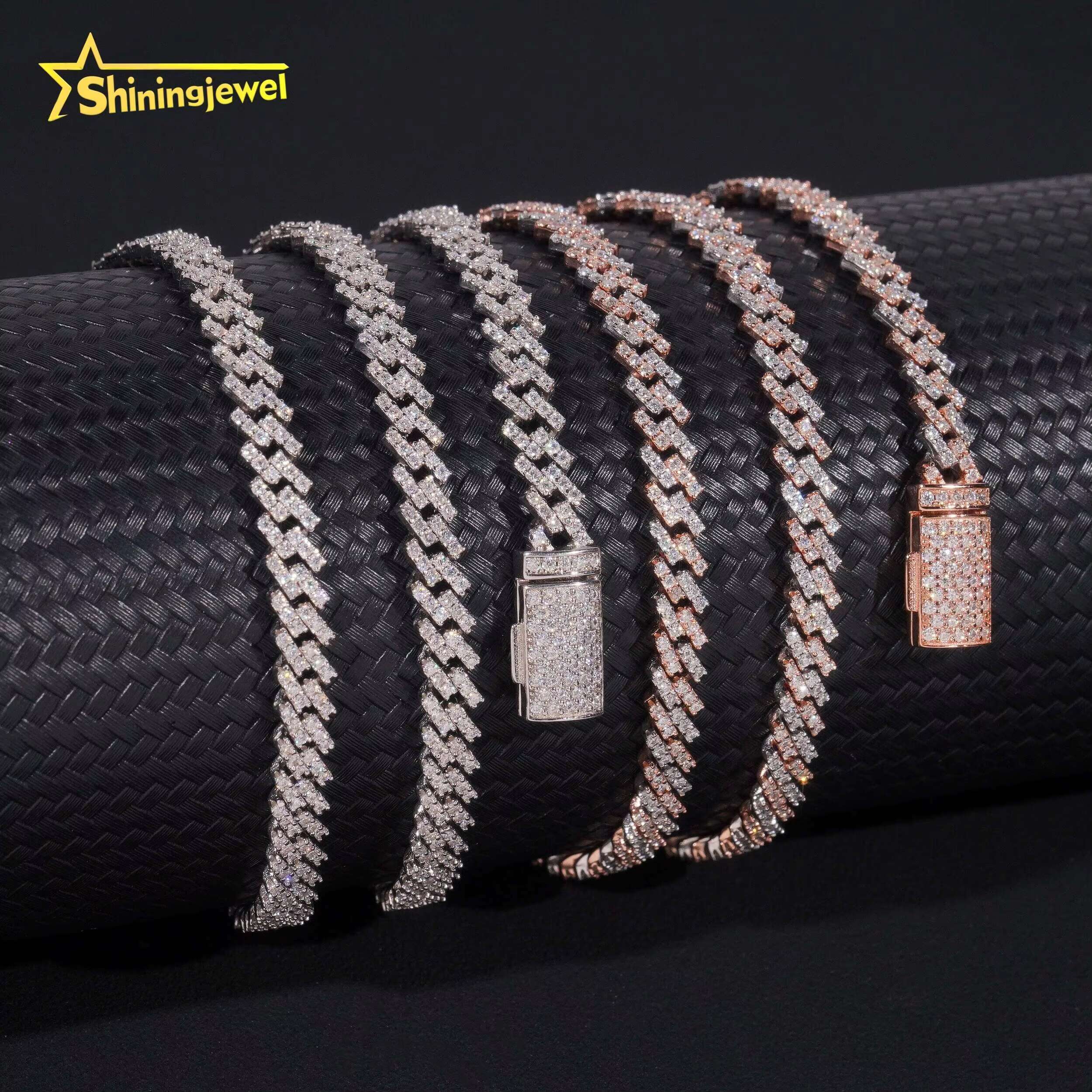 Iced OutJewelry One Row Hip Hop Thin Two Tone 5mm Width Pass Diamond Tester 925 Sliver Moissanite Cuban Link Chain