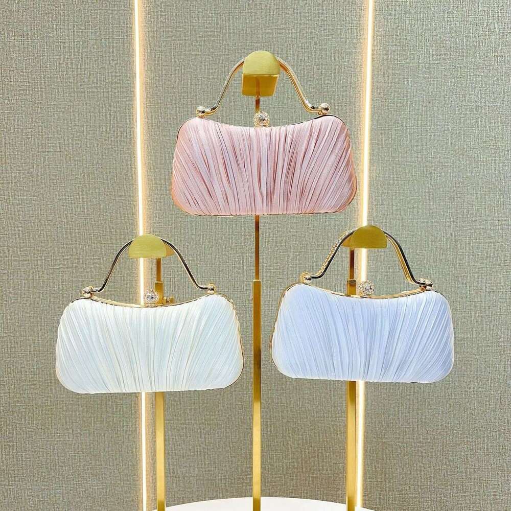 Dinner Bag New Banquet Pleated Solid Color Handbag Single Shoulder Simple And Versatile Trendy Pearl Bag Korean Version Women S Bag KQ