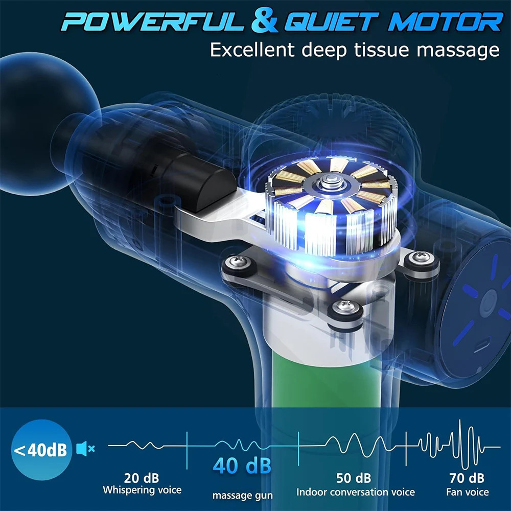 Massage Gun Variable Frequency 5 Levels Fascial gun Dual mode 4x Strike Massager head Massager Body Neck Back Leg Fitness Tool 250424