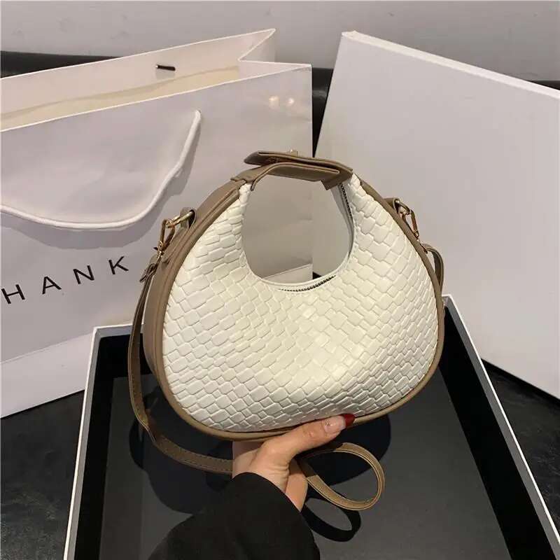New Fashionable Simple Leisure Commuter Half Moon Retro Handheld Shoulder Carrying Women's Crossbody Bag
