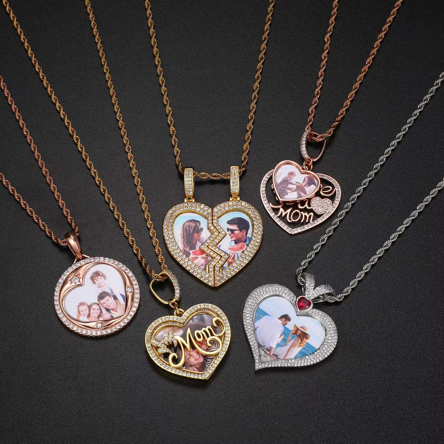2022 Trend Custom Round Gold Iced Out Pendants Hip Hop Necklace Custom Photo Locket Picture Pendant Photo Pendant