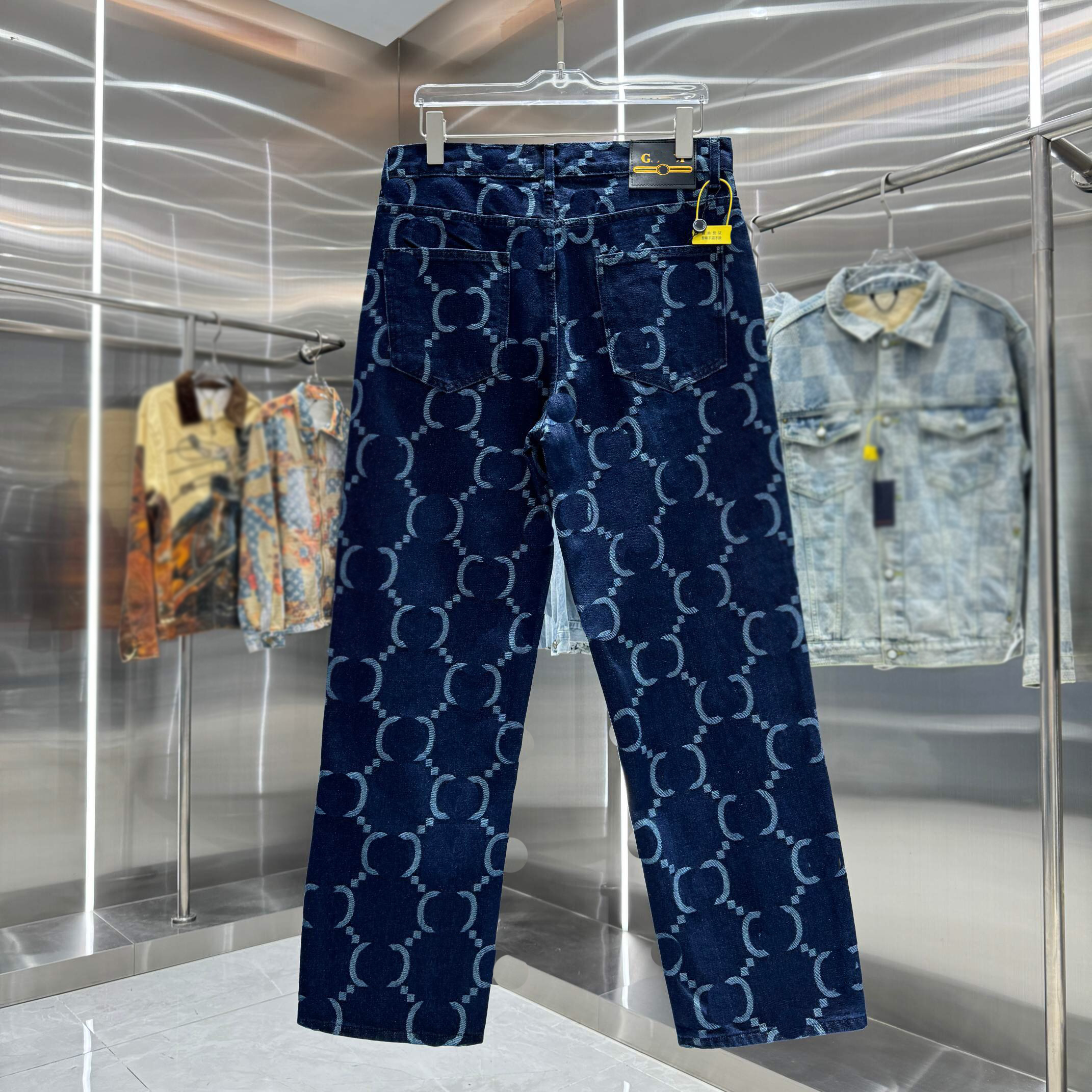 Jeans designer men's jeans high quality women's denim pants small jacquard fashion blue pants street trend sweatpants