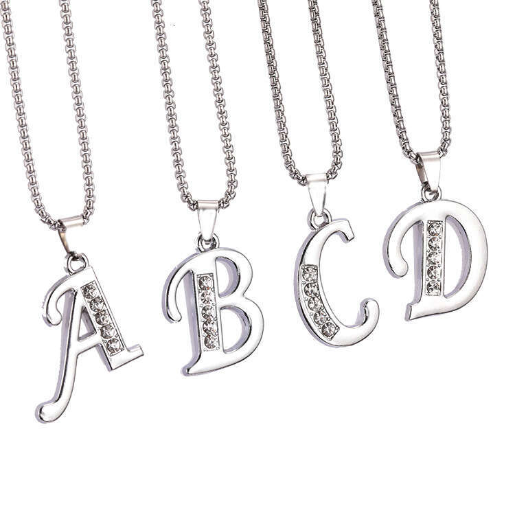 2025 Spring New Collection Of 26 English Letter Necklaces Men, Popular And Creative Dia Studded Jewelry Accessories For Women