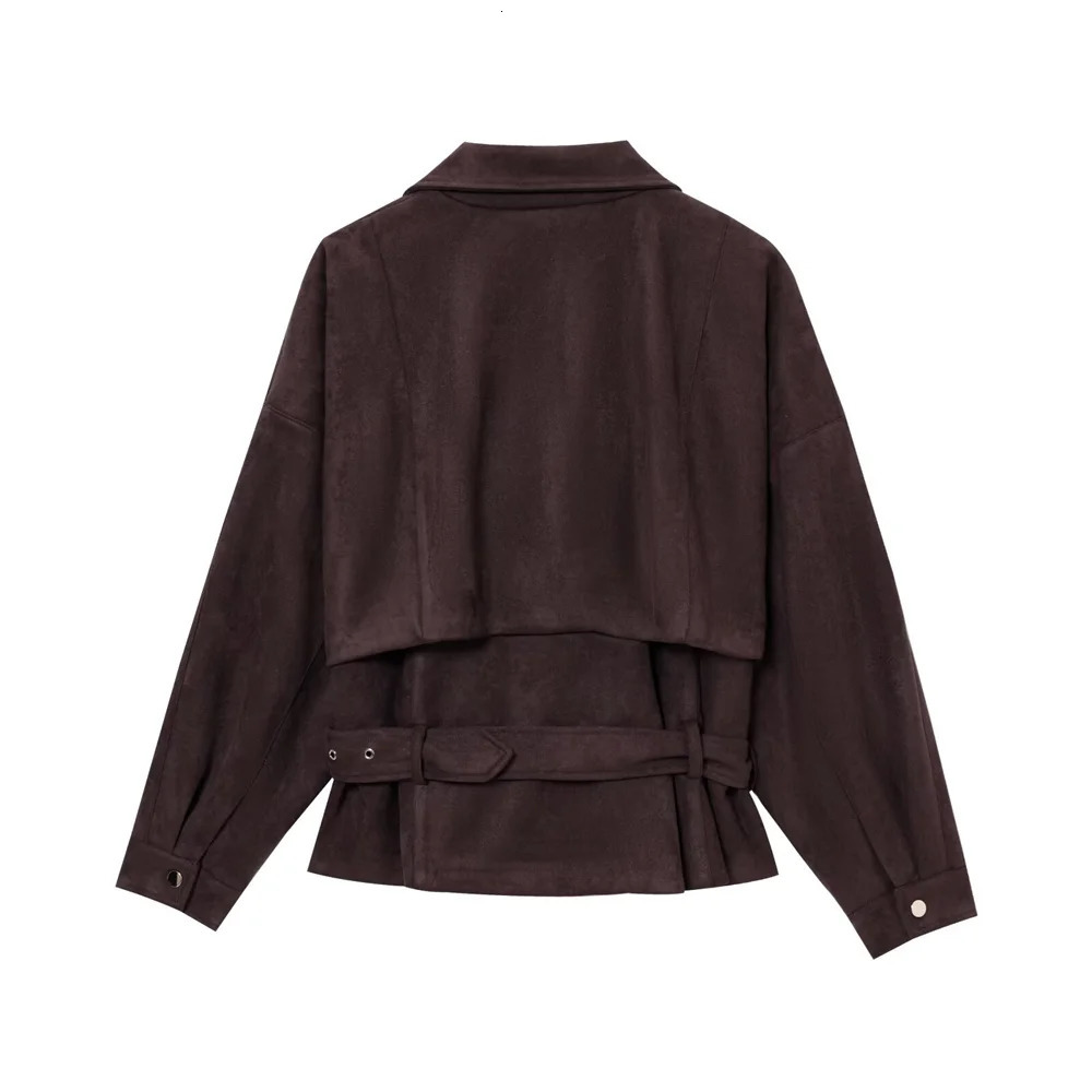 UNIZERA Womens SpringSummer Fashionable Simple and Versatile Suede Belt Motorcycle Style Jacket 250428
