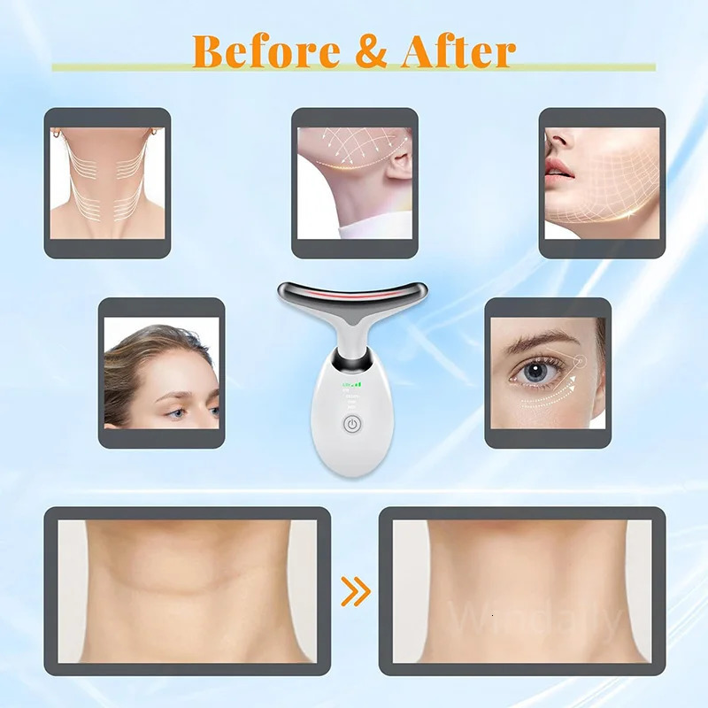 7 Colors Anti Wrinkle Massager Neck Face Beauty Device Skin Tighten Lift Device Reduce Double Chin Skin Care Tool 250422
